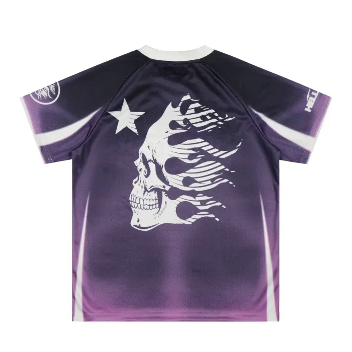 Hellstar Purple And Black Skull Mesh Jersey Tee