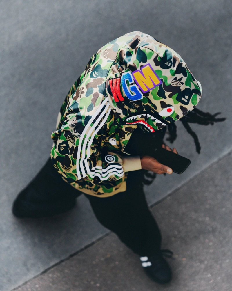Bape x AD Shark Track Zip-Up Hoodie Green