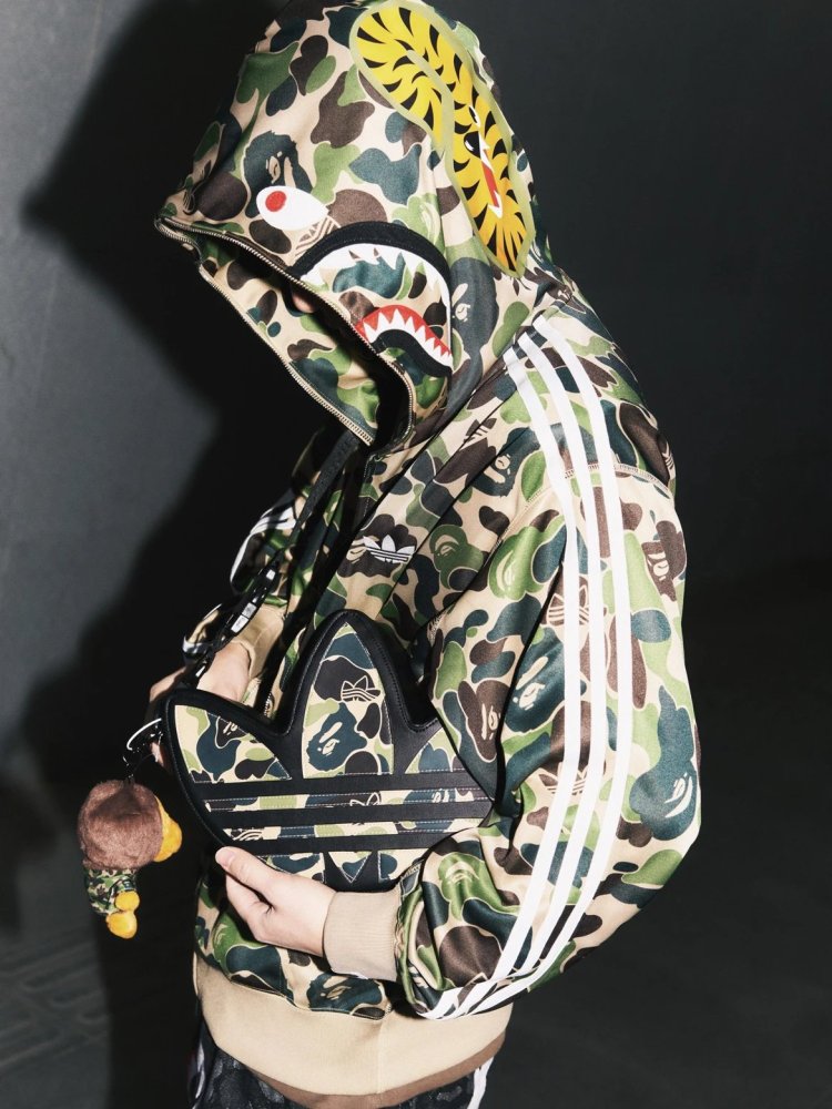 Bape x AD Shark Track Zip-Up Hoodie Green
