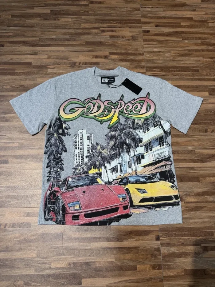 Godspeed Miami sports car G logo gray short-sleeved T-shirt