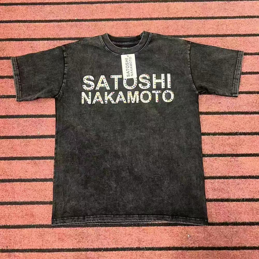 Satoshi Rhinestone Letters Shirt 2 Colors