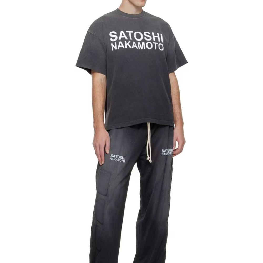 Satoshi Washed Black Letters Shirt