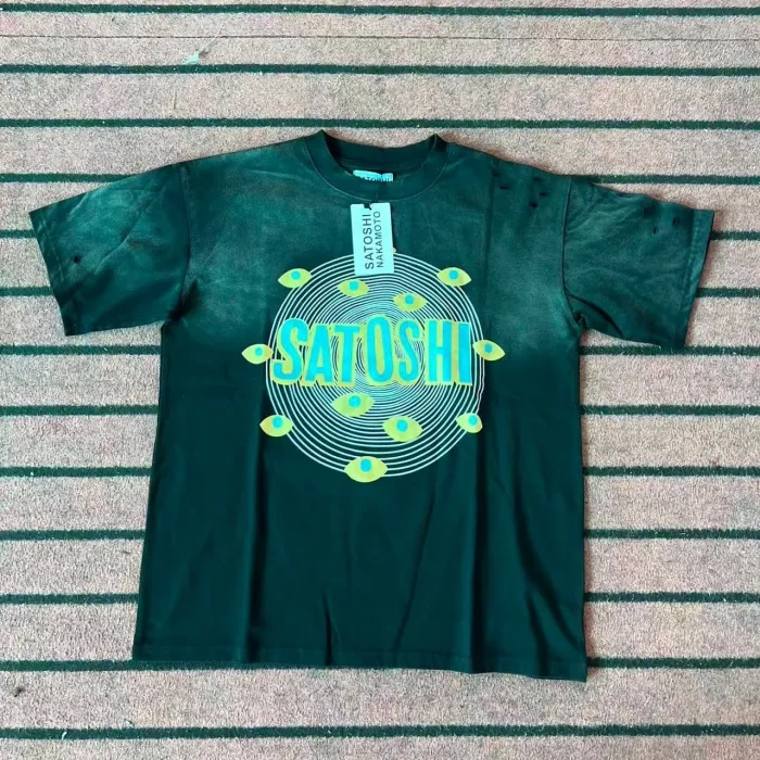 Satoshi Coiled Eye Print Washed Black Shirt