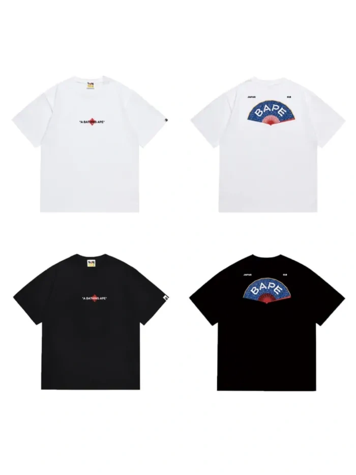 Bape opened fan with letter print T-shirt 2 colors