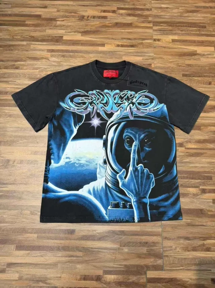 Godspeed Alien Astronaut Finger Print Washed Tee 2 colors