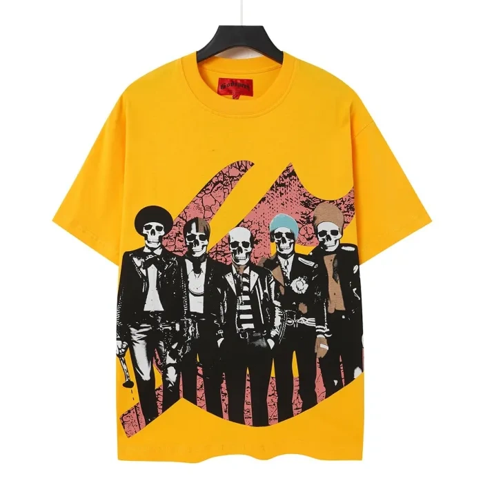 Godspeed Skull Guitar Band Print Washed Tee Yellow