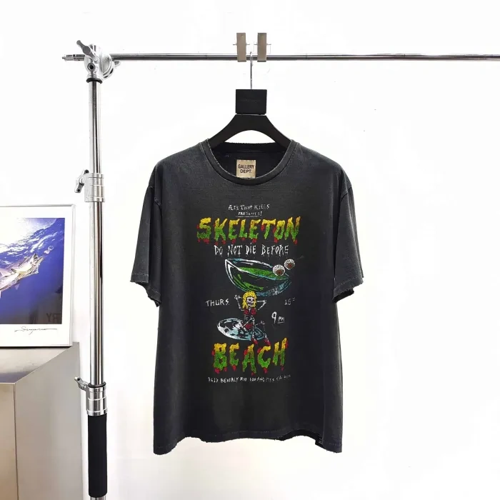 Gallery Dept 1:1 quality version Threat Beach Black Print Washed Tee
