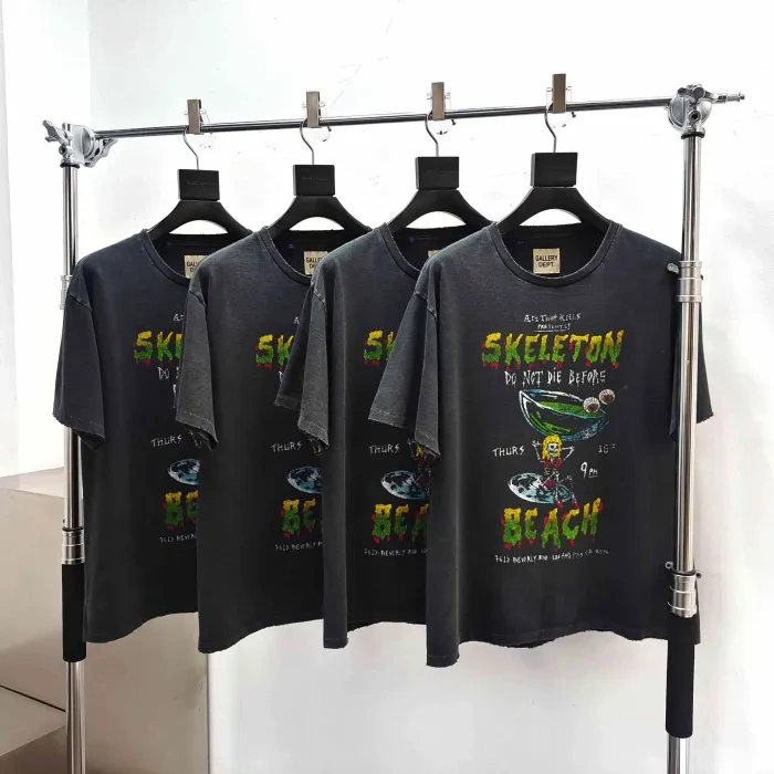 Gallery Dept 1:1 quality version Threat Beach Black Print Washed Tee