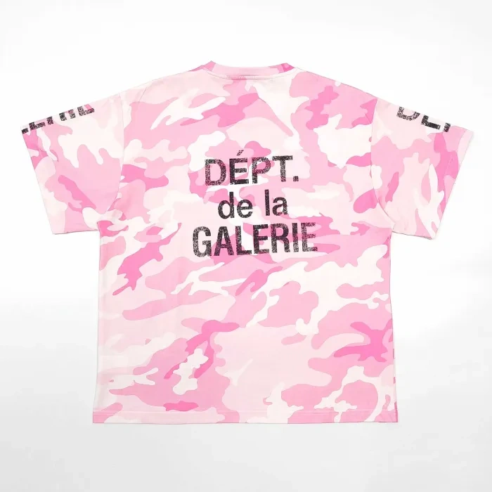 Gallery Dept 1:1 quality version Pink Camo Vertical French Text Print Washed Tee
