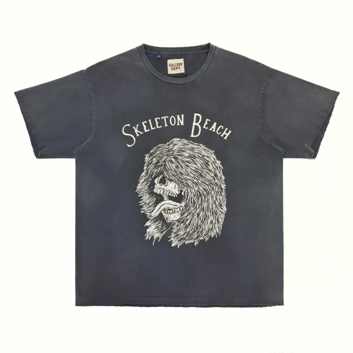 Gallery Dept 1:1 quality version Long Haired Lion Black Print Washed Tee