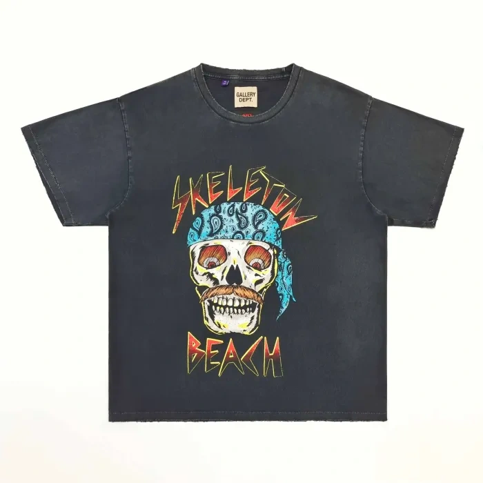 Gallery dept 1:1 quality version Skull Pirate Black Print Washed Tee