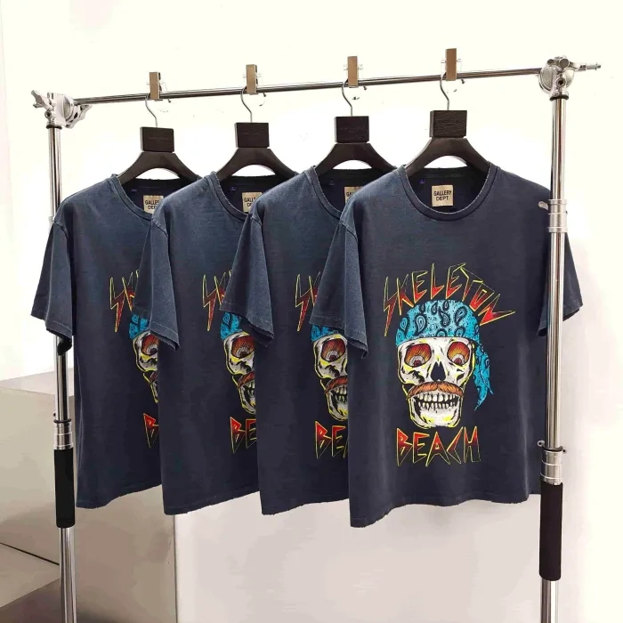 Gallery dept 1:1 quality version Skull Pirate Black Print Washed Tee