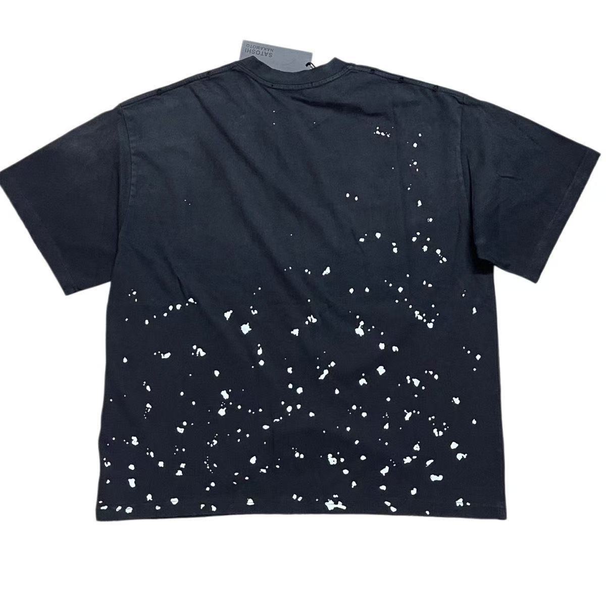 Satoshi White Spot Holes Shirt Washed Black