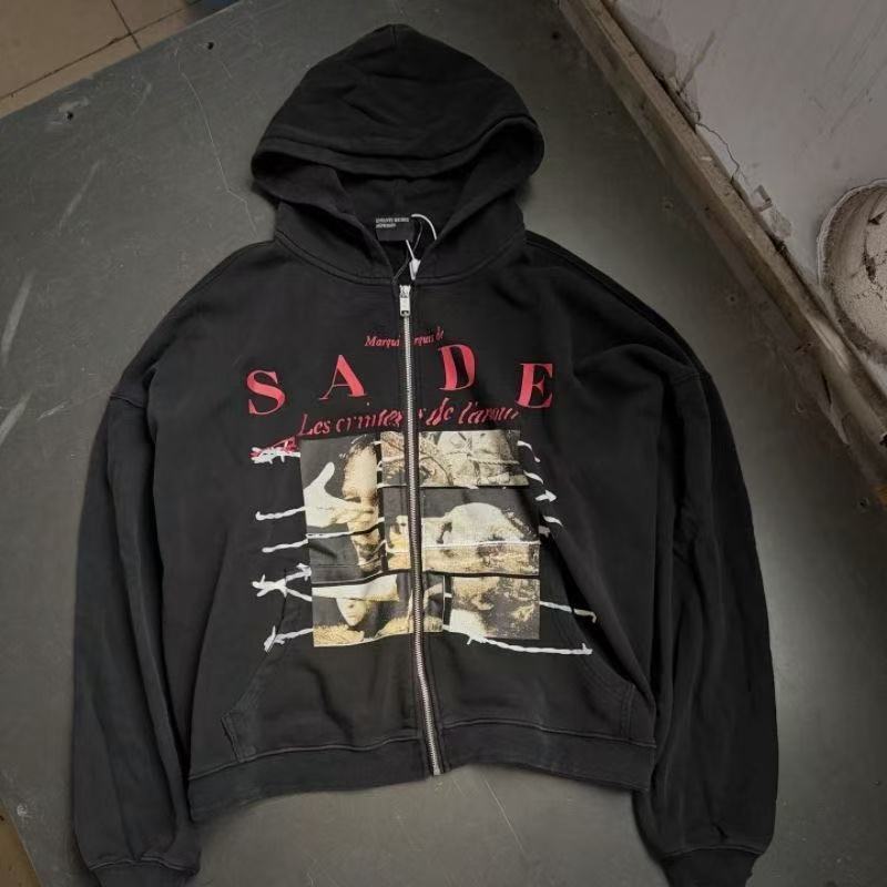 ERD SADE Zip Up Hoodie Black