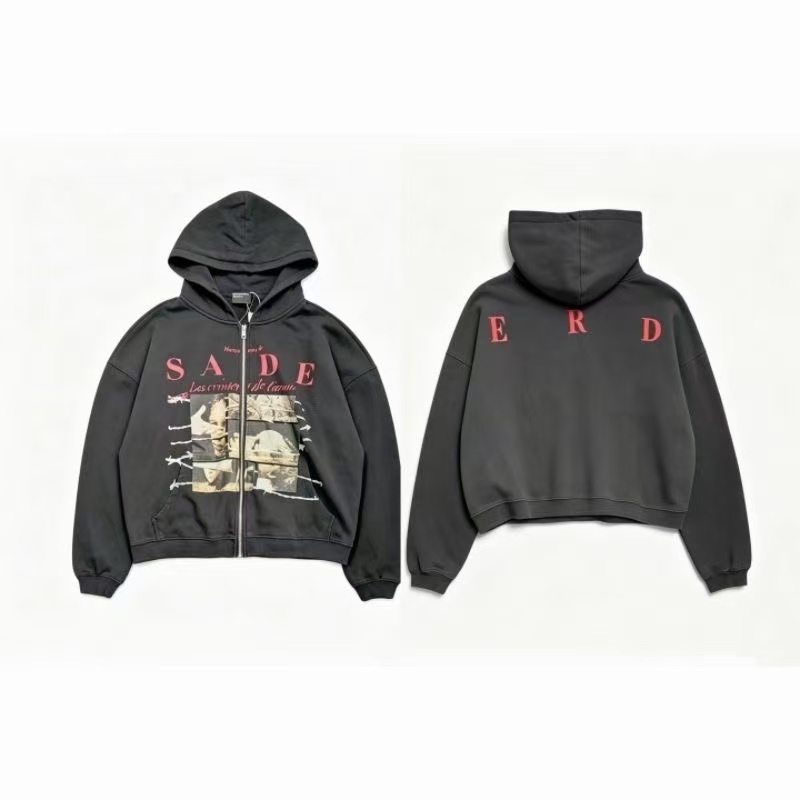 ERD SADE Zip Up Hoodie Black
