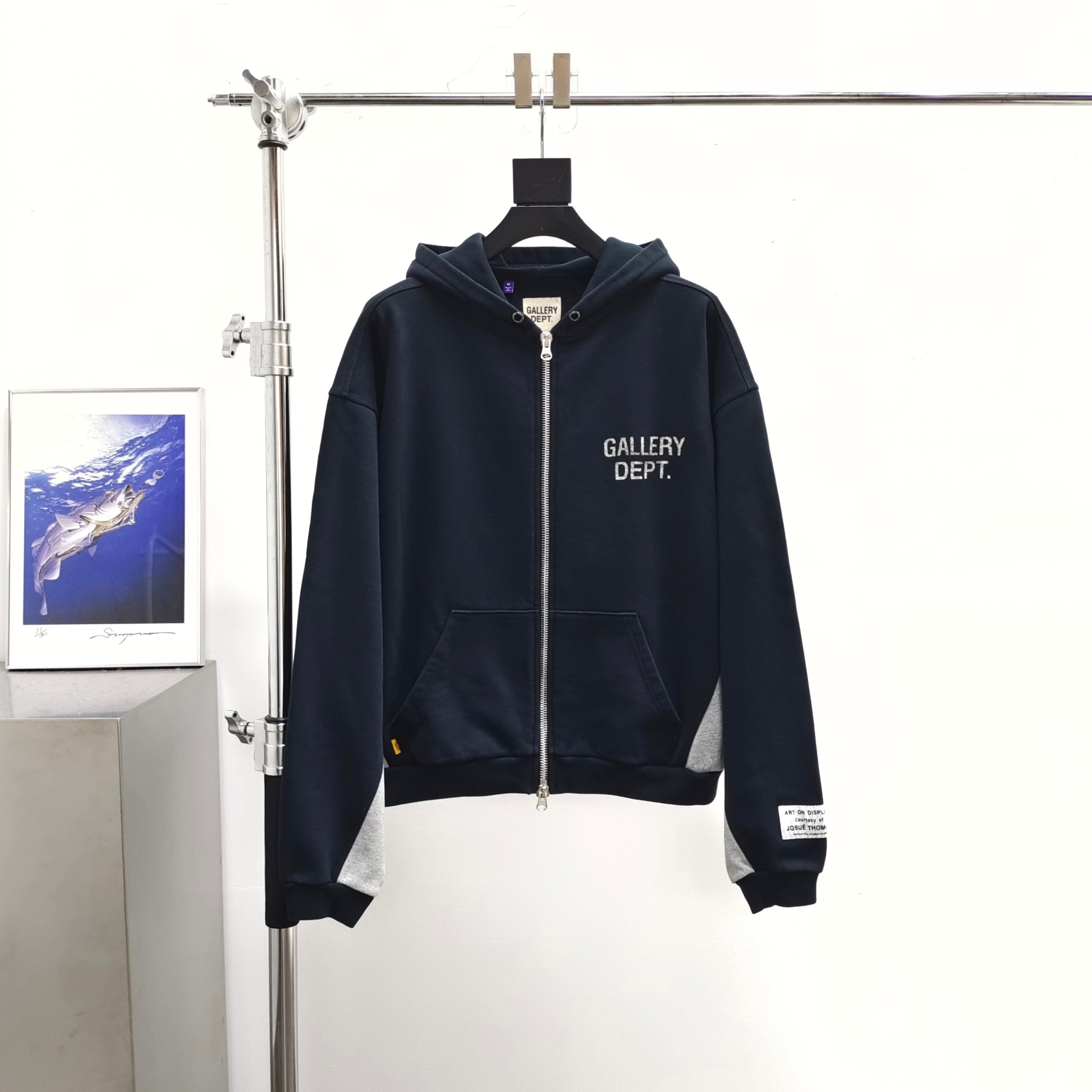1:1 Gallery Dept Black Grey Zip Up Hooodie