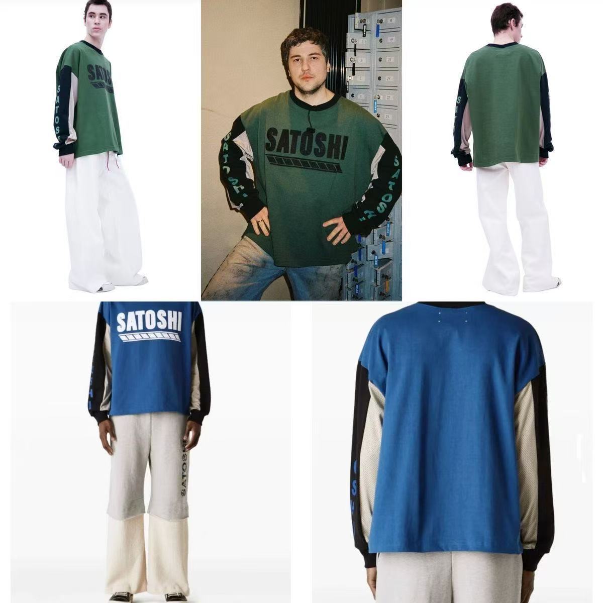 Satoshi Mesh Sleeve Big Letters Long Sleeve 2 Colors
