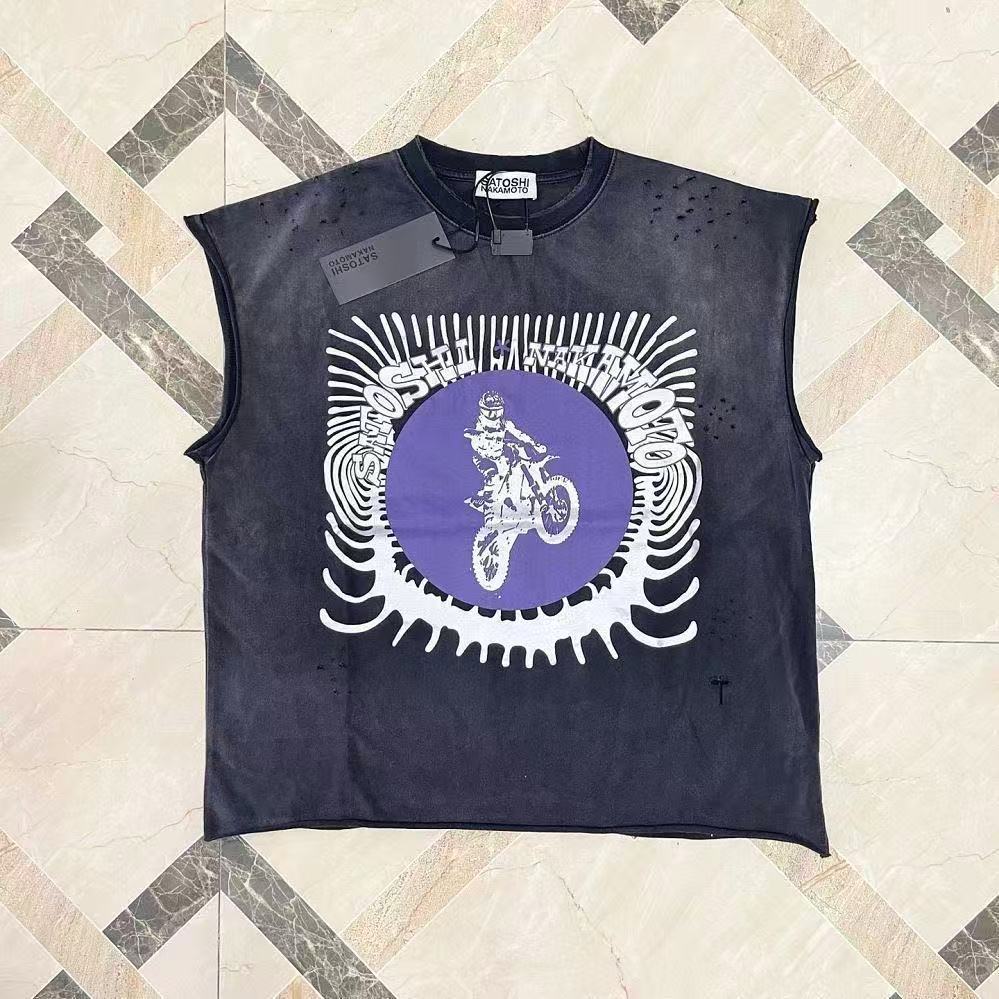Satoshi Motorcycle Sleeveless Shirt Washed Black
