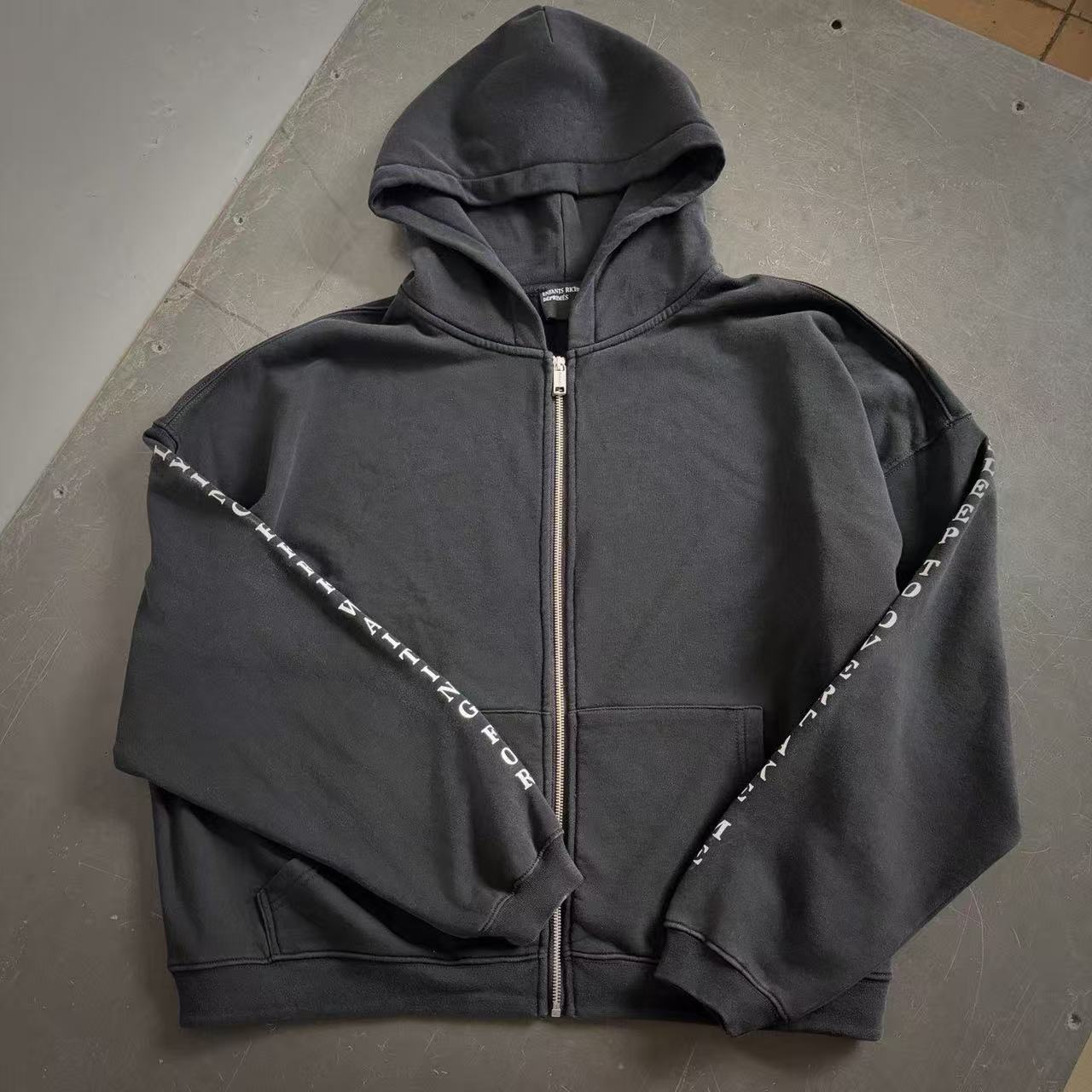 ERD Letters Arms Zip Up Hoodie Black