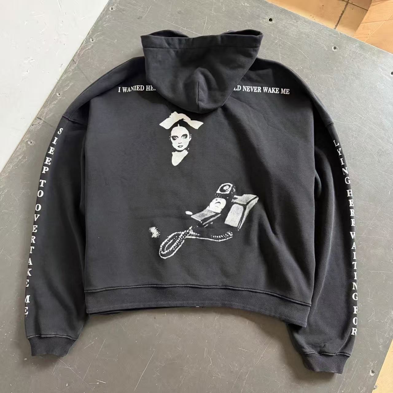 ERD Letters Arms Zip Up Hoodie Black