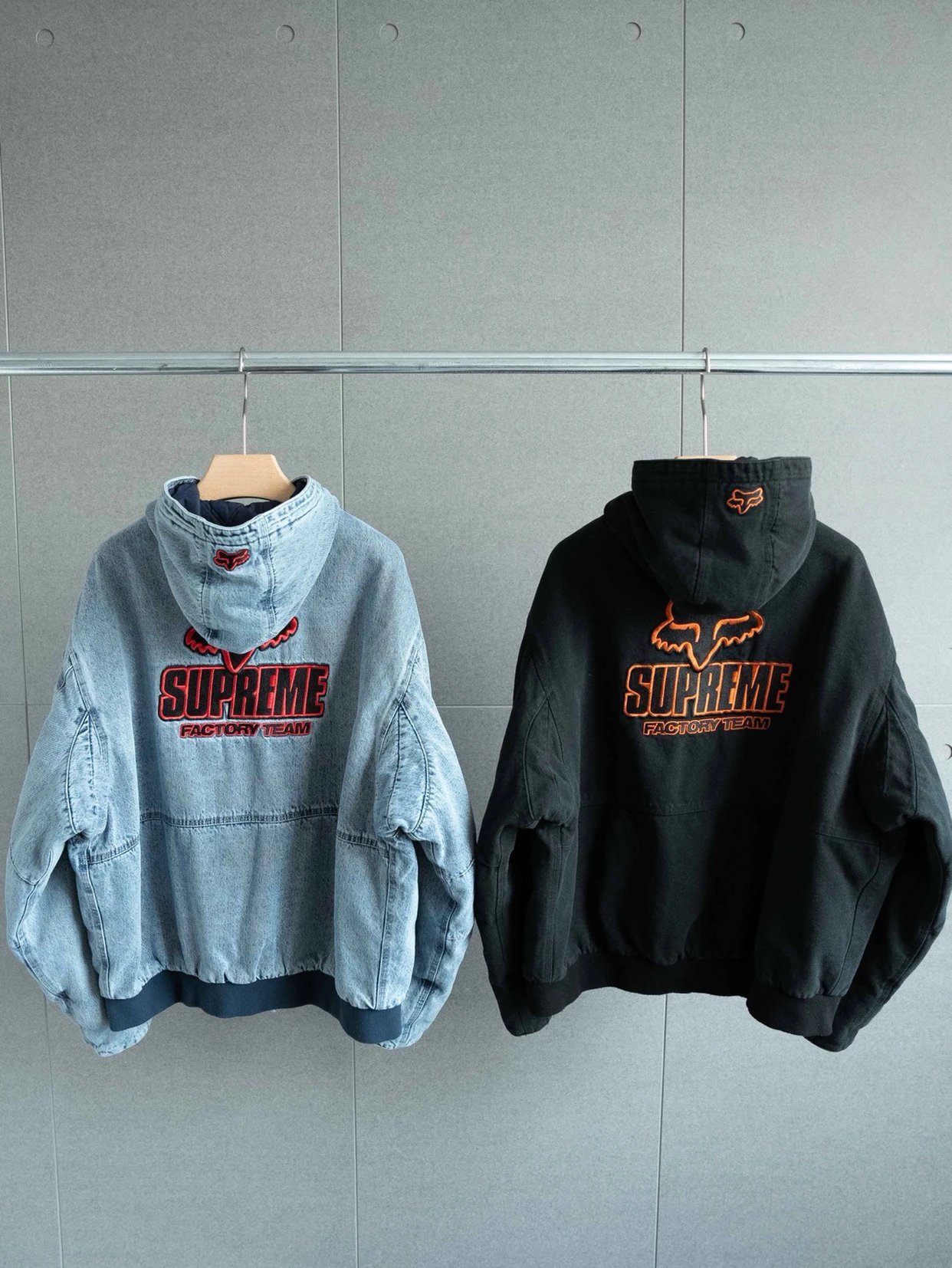 Sup x Fox Racing Hooded Work Jacket Black Blue