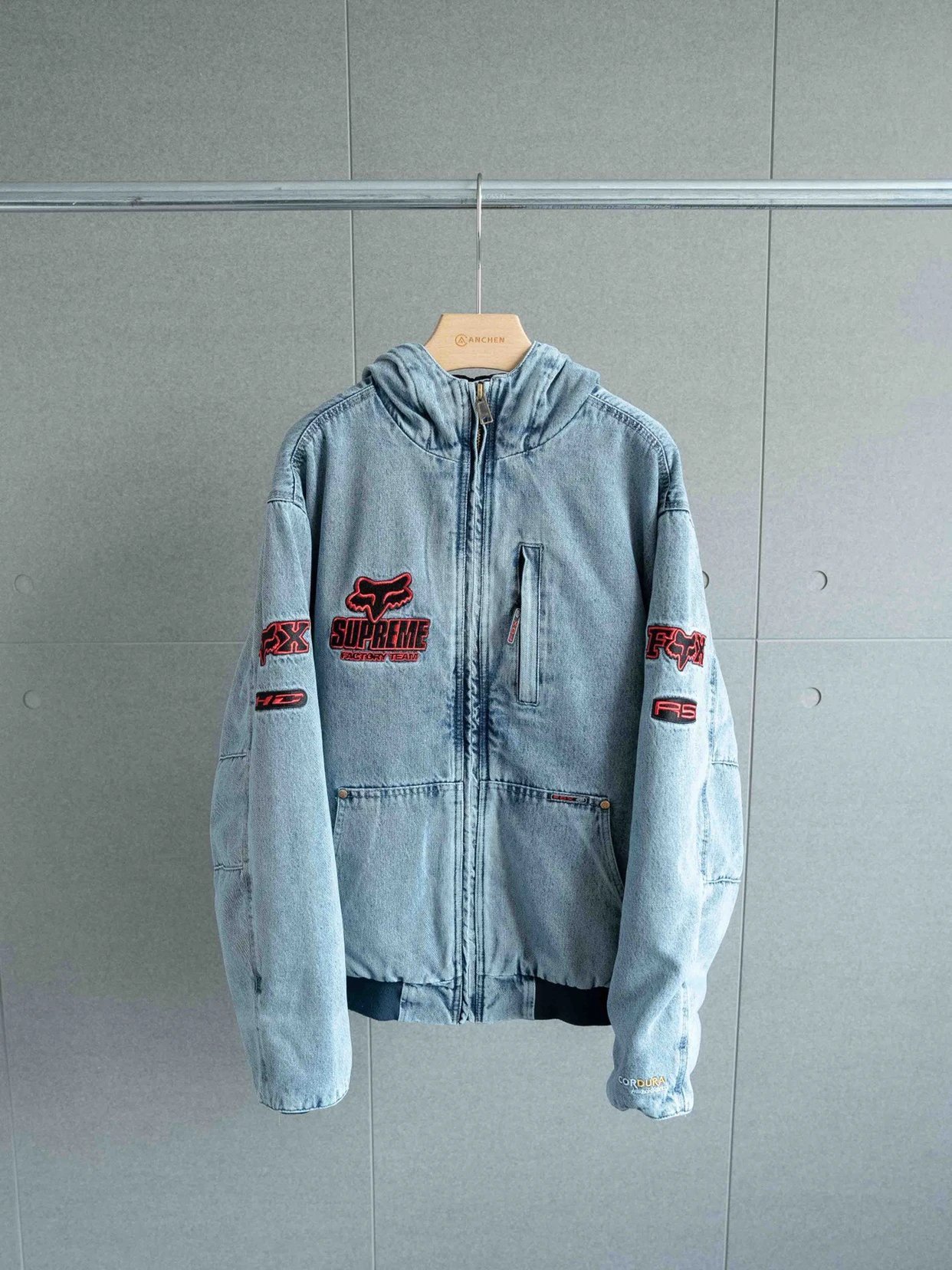 Sup x Fox Racing Hooded Work Jacket Black Blue