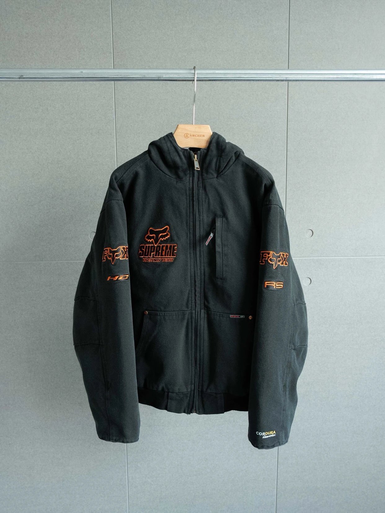 Sup x Fox Racing Hooded Work Jacket Black Blue
