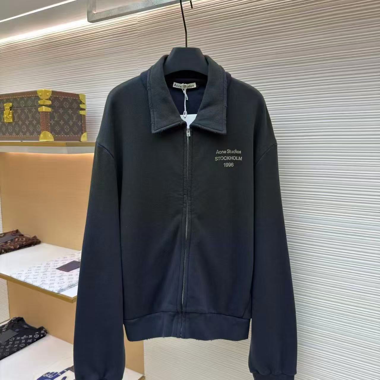 Acne Studio Broken Neck Zip Up Jacket Black