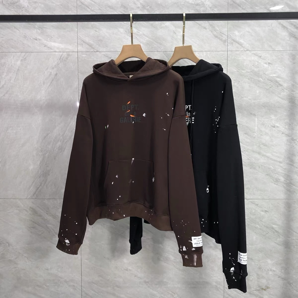 GD Ink Splash Graffiti Print Hoodie Black Brown