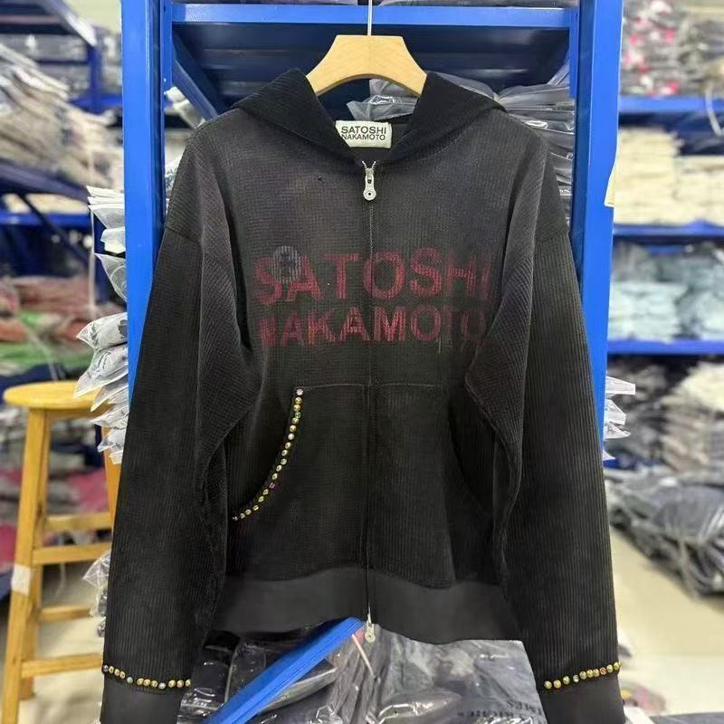Satoshi Waffle Pattern Zip Up Jackets