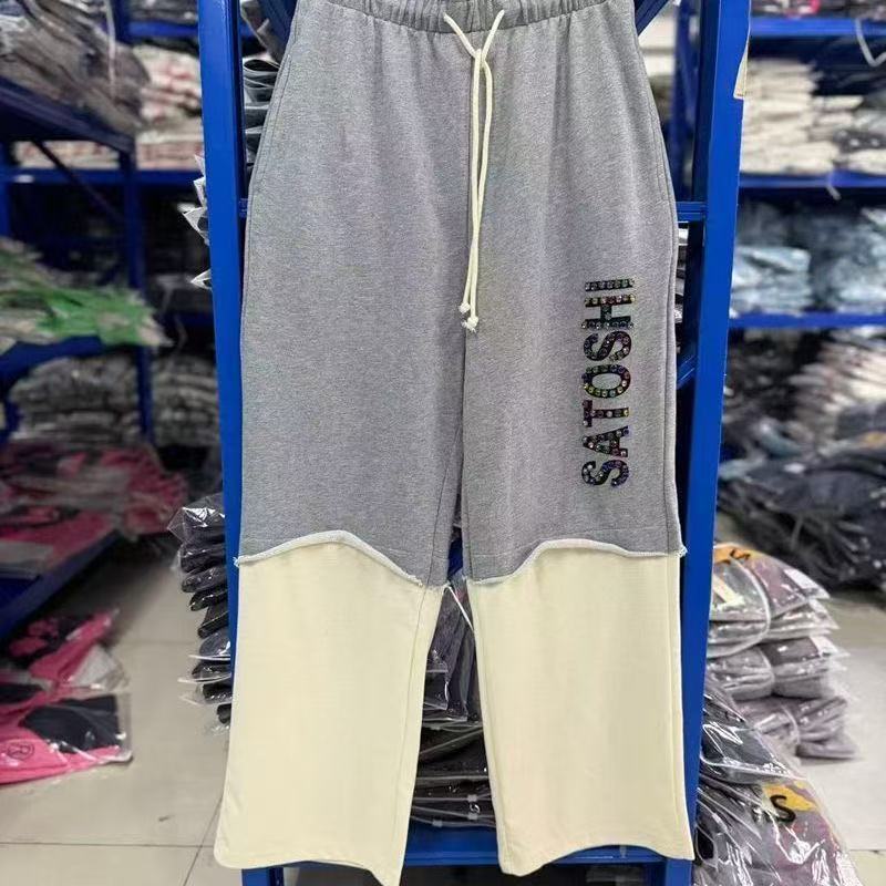Satoshi Rhinestone Letters Pants 2 Colors