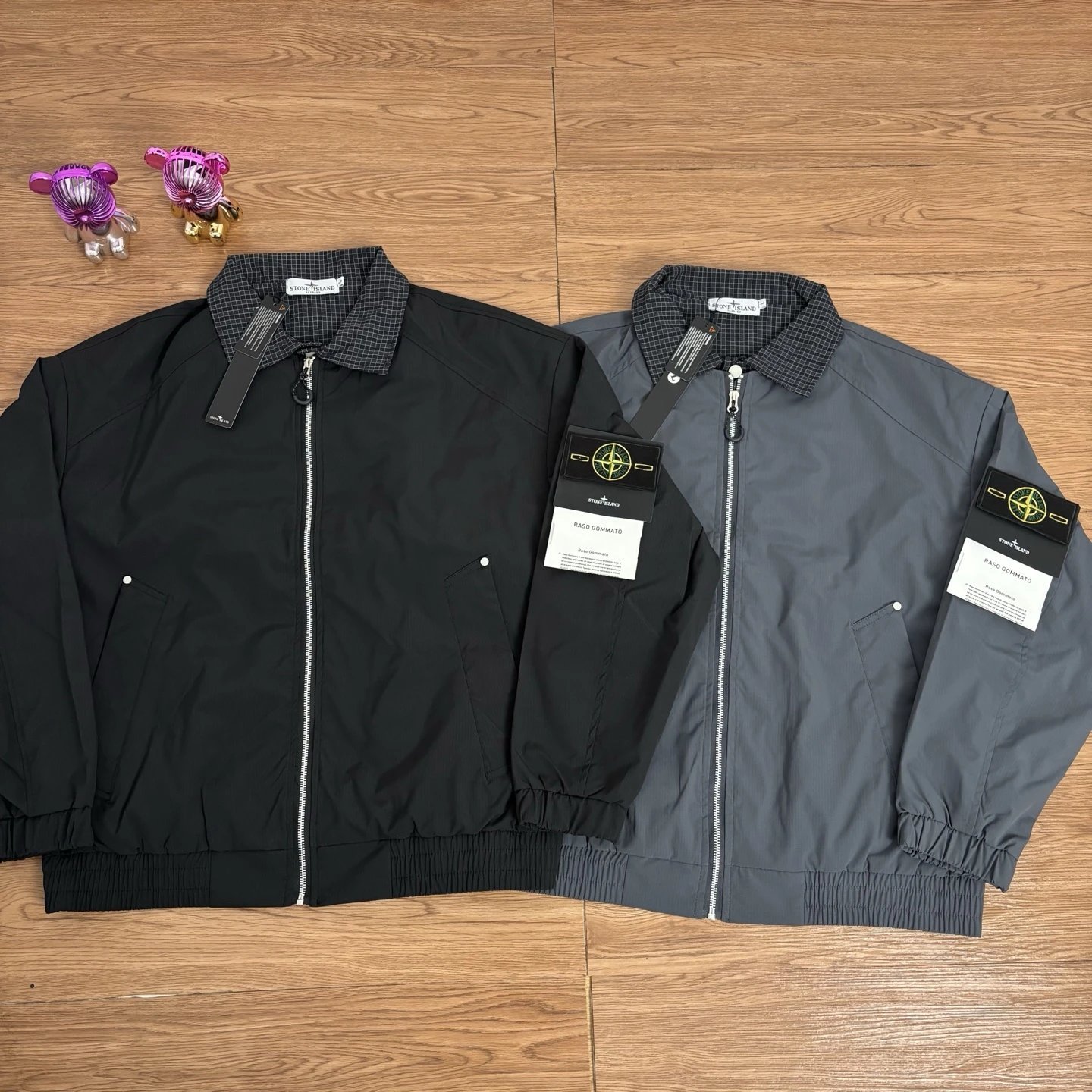 St0ne Island Checkered Collar Workwear Jacket Black