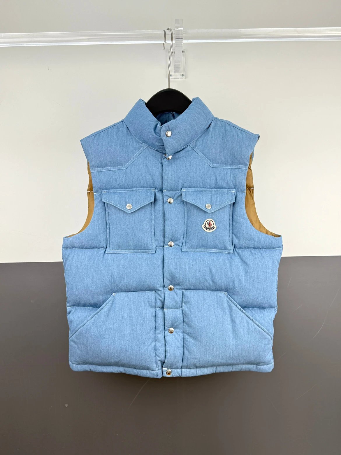 M0ncler Ervional Stand Collar Pocket  Down Vest Blue