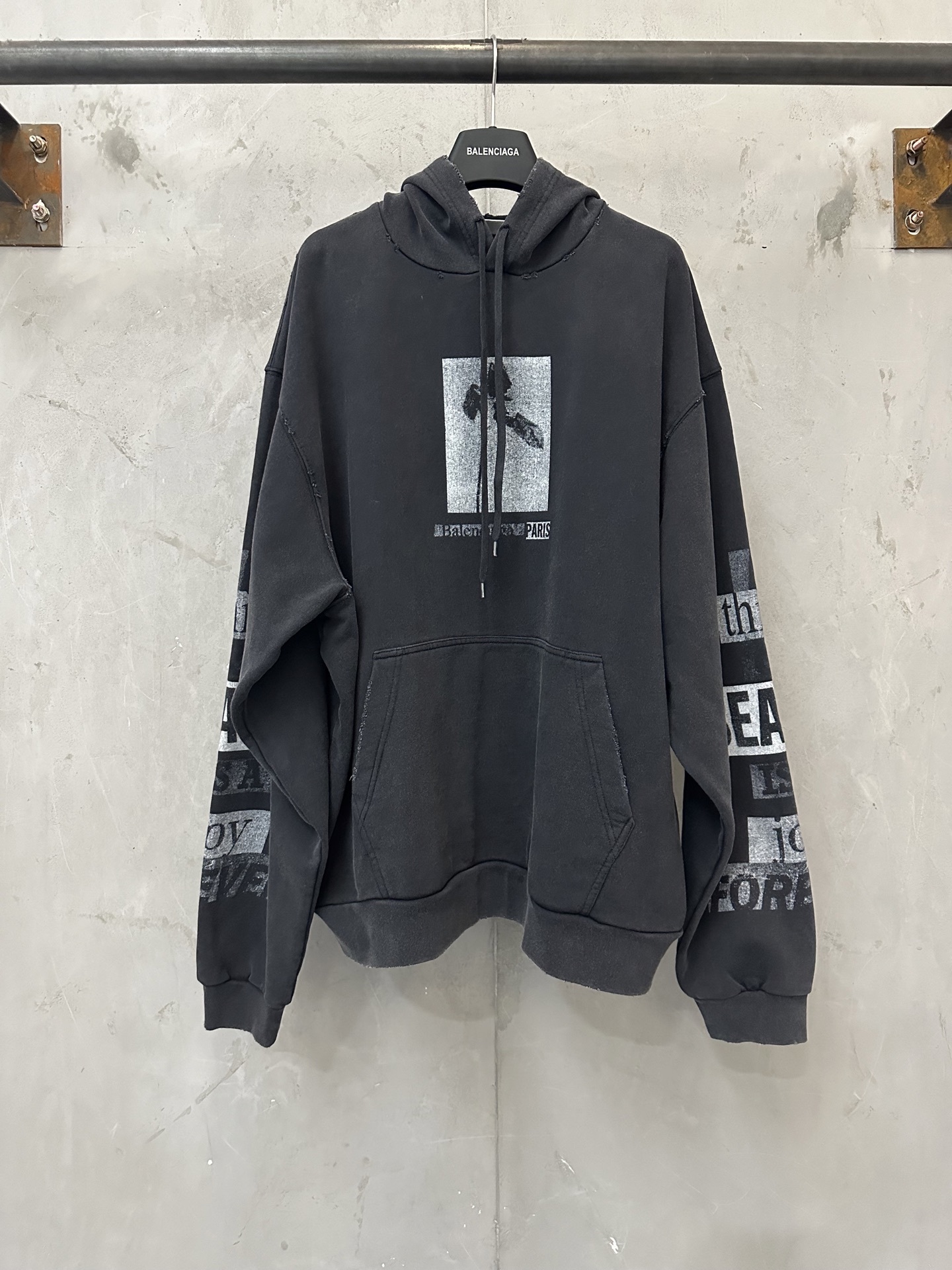 BLCG 642764 Washed Material Rose Hoodie Oversized