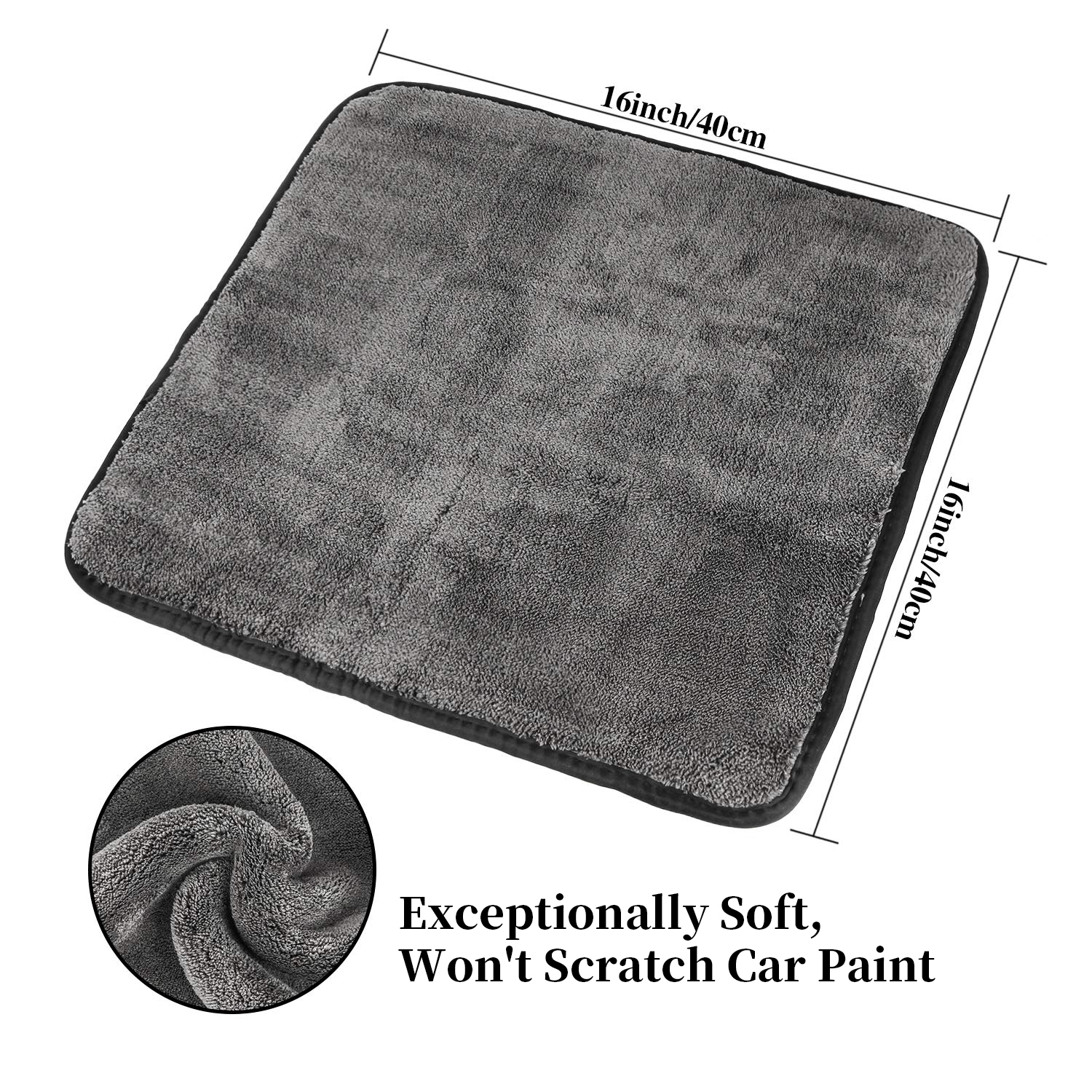 Microfiber Car Cleaning Cloths, Upgraded 1200gsm