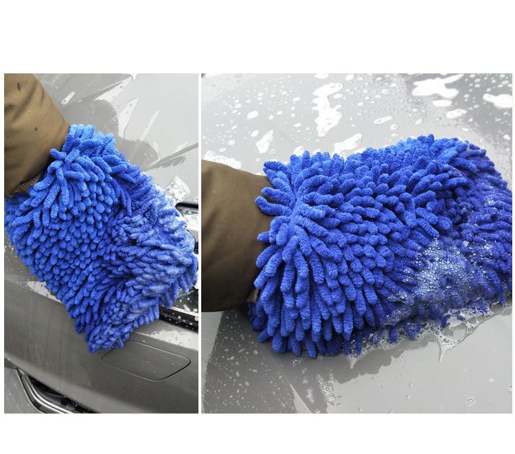 ODM OEM Wholesale Double-sided chenille Large Size blue Microfiber Wash Mitt
