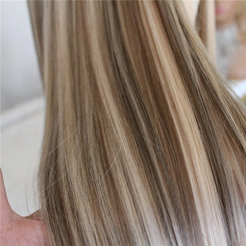 Blonde Lace Front Wig Ombre Synthetic Hair Wig Middle Part Highlight Wig Long Straight Hair 22 inch