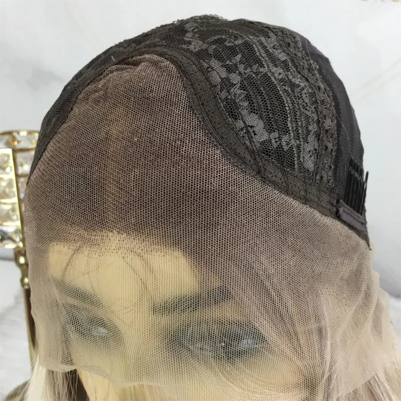 Aisom Highligh Ash Blonde Platinum Wave 13x4 Lace Front Wig for Women 24 inch