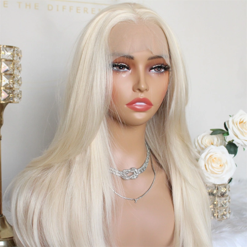 Aisom 613 Platinum Blonde Wig Synthetic Lace Front Wigs Pre Plucked 13x6 HD Glueless Straight Layered Lace Front Wig for Women Ready Go Wigs Beginner Friendly 22 Inch