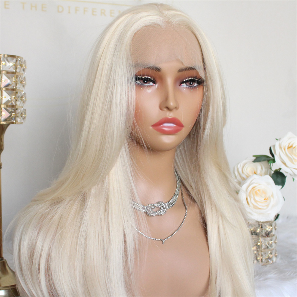 Aisom 613 Platinum Blonde Wig Synthetic Lace Front Wigs Pre Plucked 13x6 HD Glueless Straight Layered Lace Front Wig for Women Ready Go Wigs Beginner Friendly 22 Inch