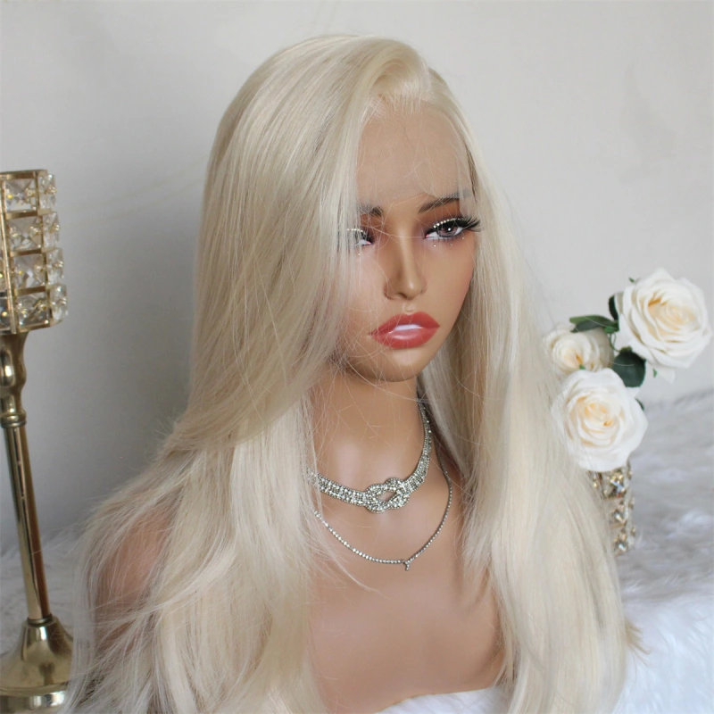 Aisom 613 Platinum Blonde Wig Synthetic Lace Front Wigs Pre Plucked 13x6 HD Glueless Straight Layered Lace Front Wig for Women Ready Go Wigs Beginner Friendly 22 Inch