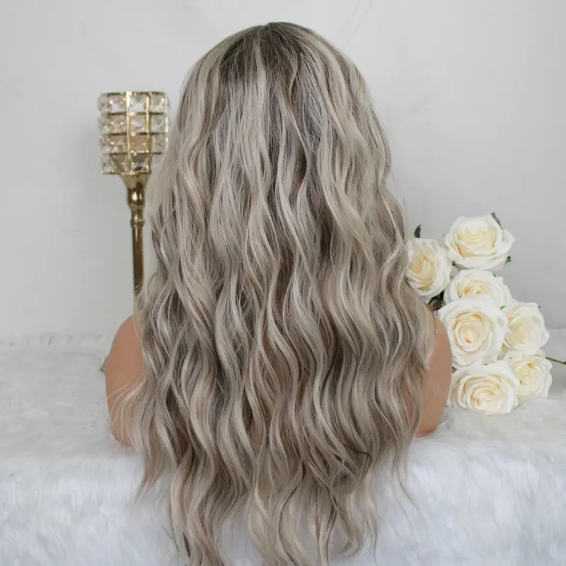 A35 by AISOM Ash Blonde Highlight Curly 13x4 Free Part Lace Front Wig 20" Pre Plucked Hairline HD Lace Heat Friendly Low Density Daily Use