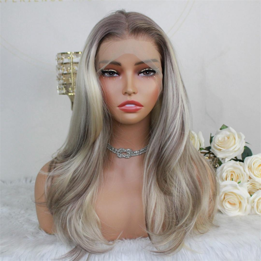 A22 by AISOM Bright Blonde Mix Light Brown Layered Straight 20 inches 13*4 Free Part Lace Front Wig Heat Friendly Pre Plucked Women's Wig