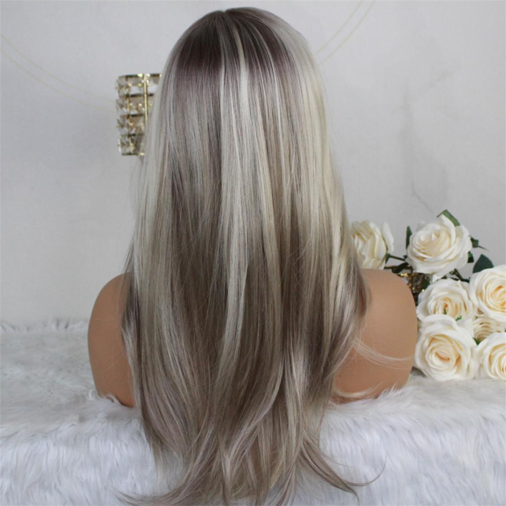 A22 by AISOM Bright Blonde Mix Light Brown Layered Straight 20 inches 13*4 Free Part Lace Front Wig Heat Friendly Pre Plucked Women's Wig