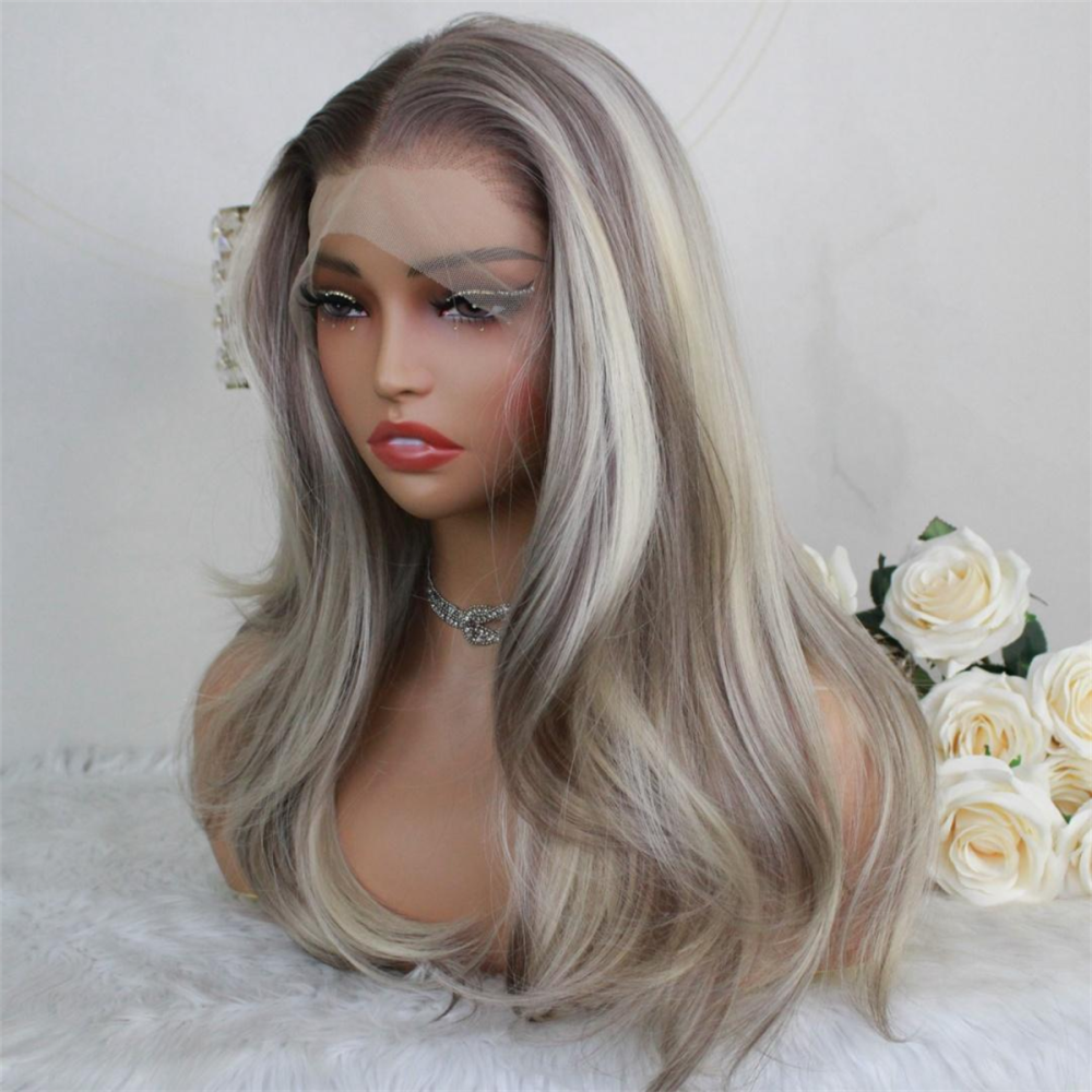 A22 by AISOM Bright Blonde Mix Light Brown Layered Straight 20 inches 13*4 Free Part Lace Front Wig Heat Friendly Pre Plucked Women's Wig