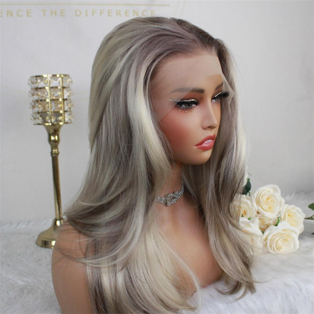 A22 by AISOM Bright Blonde Mix Light Brown Layered Straight 20 inches 13*4 Free Part Lace Front Wig Heat Friendly Pre Plucked Women's Wig