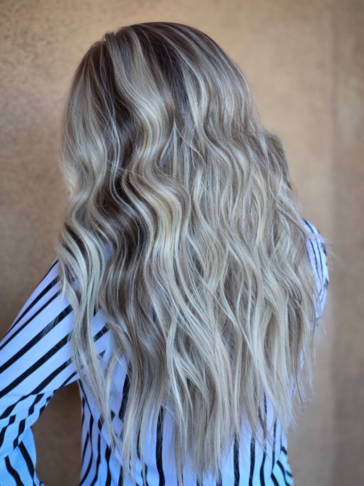 A48 by AISOM 18“Glueless Wig Natural looking Wig Highlight Ash Blonde Ombre 13x6 Wave Ash Platinum Mixed Brown Synthetic Lace Front Wig with Realistic Hairline