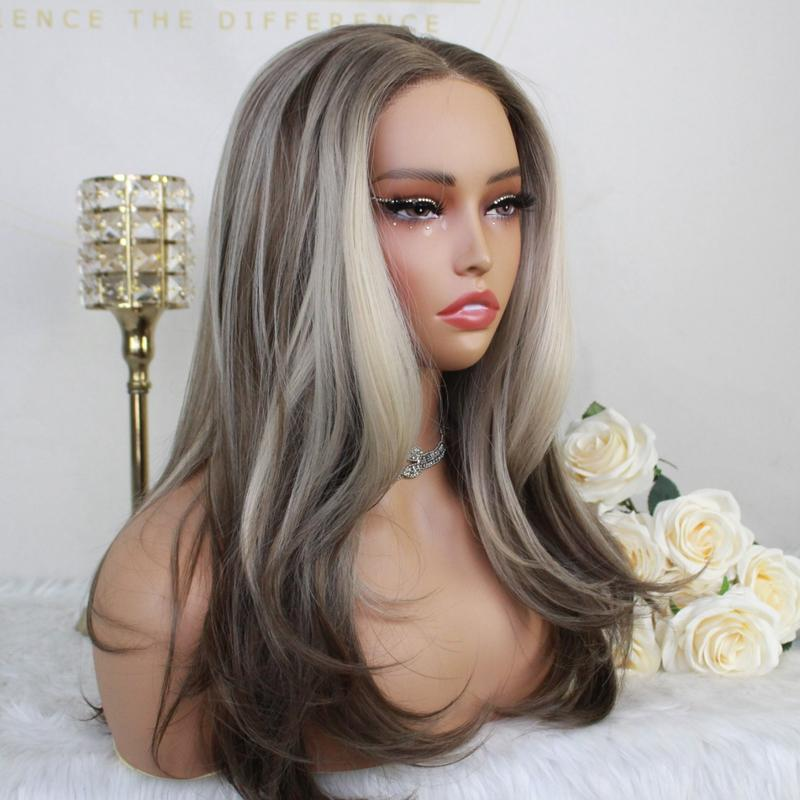 A29 by AISOM Wear to Ready Pre Plucked Pre Cut Glueless Wig Highlight Blonde Brown Layered Straight Women's Wig Heat Friendly Daily Use