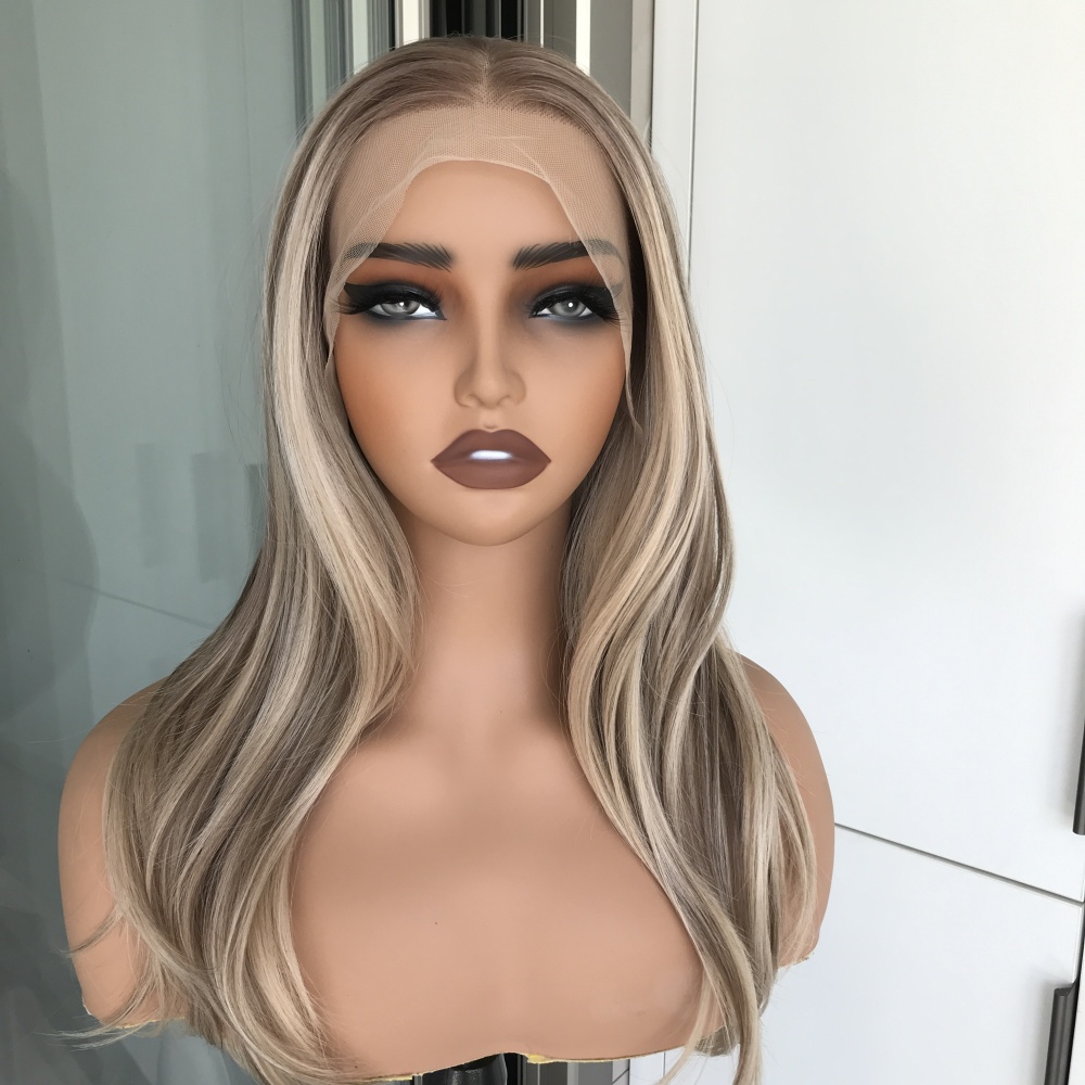 A14 by ASIOM Warm Blonde Highlight 13x4 HD Glueless Synthetic Lace Front Wig for Women Natural Straight 20" Heat Friendly Wig for Daily Use
