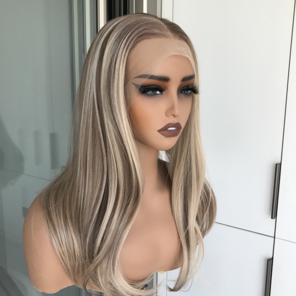 A14 by ASIOM Warm Blonde Highlight 13x4 HD Glueless Synthetic Lace Front Wig for Women Natural Straight 20" Heat Friendly Wig for Daily Use